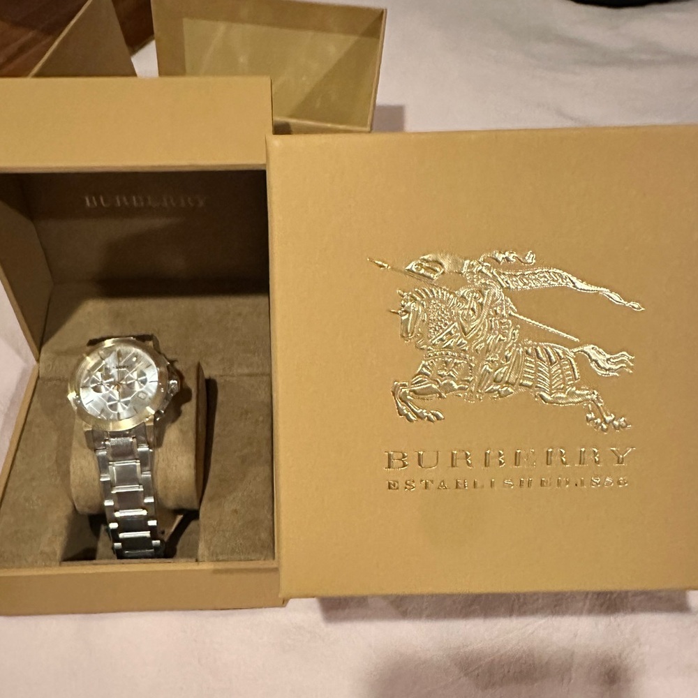BURBERRY - Two Tone Chronograph Bracelet Watch NWT - Picture 2 of 10